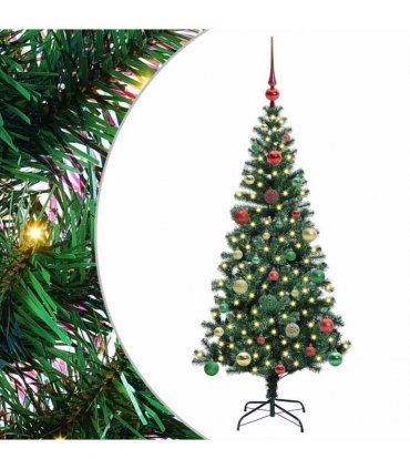 vidaXL Artificial Pre-lit Christmas Tree Green 150 cm PVC and Metal