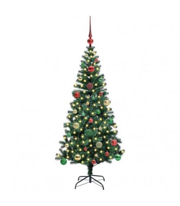 vidaXL Artificial Pre-lit Christmas Tree Green 150 cm PVC and Metal