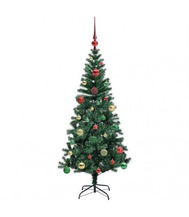 vidaXL Artificial Pre-lit Christmas Tree Green 150 cm PVC and Metal