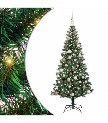 vidaXL Artificial Pre-lit Christmas Tree Green 180 cm PVC and Metal