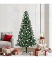 vidaXL Artificial Pre-lit Christmas Tree Green 210 cm PVC and Metal