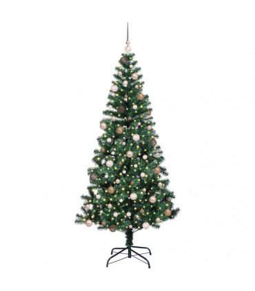 vidaXL Artificial Pre-lit Christmas Tree Green 210 cm PVC and Metal