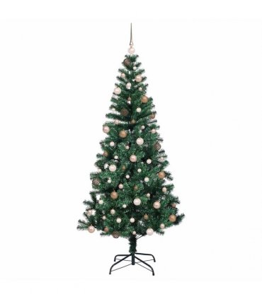 vidaXL Artificial Pre-lit Christmas Tree Green 210 cm PVC and Metal