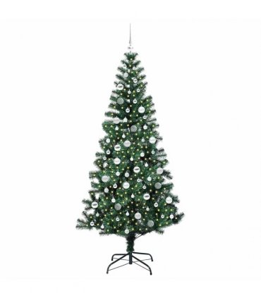 vidaXL Artificial Pre-lit Christmas Tree Green 210 cm PVC and Metal