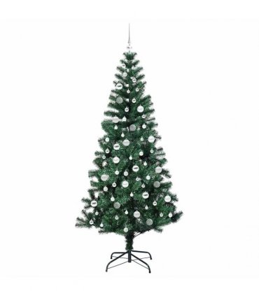 vidaXL Artificial Pre-lit Christmas Tree Green 210 cm PVC and Metal