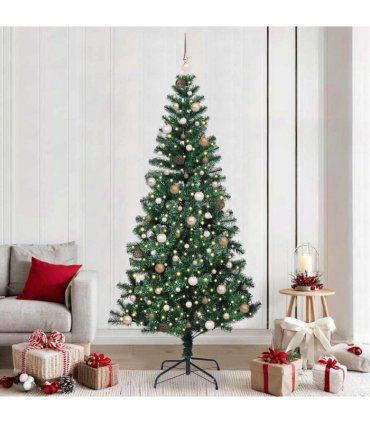 vidaXL Artificial Pre-lit Christmas Tree Green 240 cm PVC and Metal