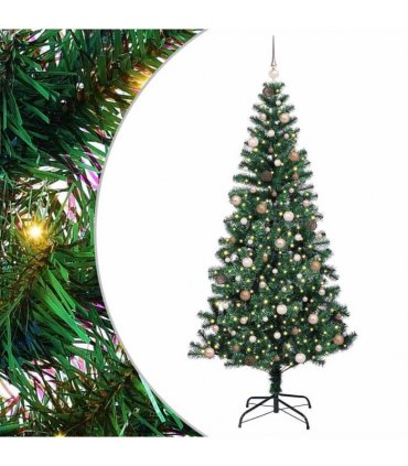vidaXL Artificial Pre-lit Christmas Tree Green 240 cm PVC and Metal