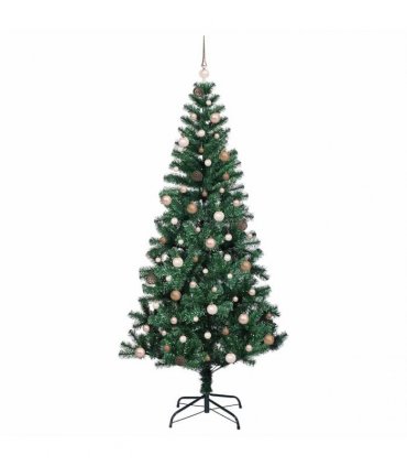 vidaXL Artificial Pre-lit Christmas Tree Green 240 cm PVC and Metal