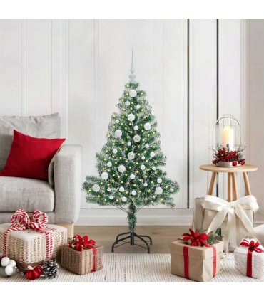 vidaXL Artificial Christmas Tree Flocked Green and White 120 cm PET