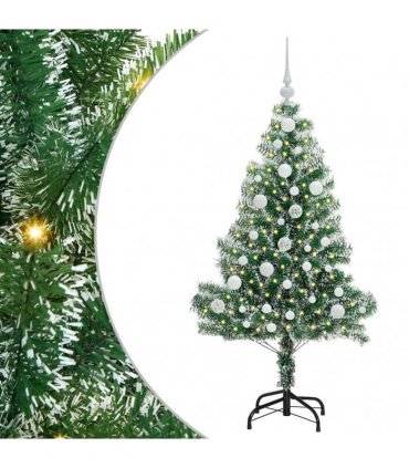 vidaXL Artificial Christmas Tree Flocked Green and White 120 cm PET