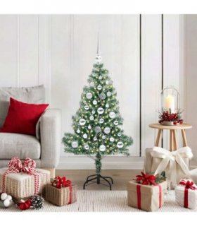 vidaXL Artificial Christmas Tree Flocked Green and White 120 cm PET