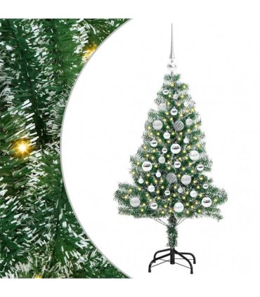 vidaXL Artificial Christmas Tree Flocked Green and White 120 cm PET