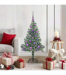 vidaXL Artificial Christmas Tree Flocked Green and White 120 cm PET