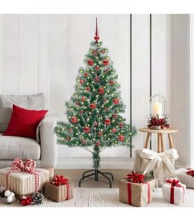 vidaXL Artificial Christmas Tree Flocked Green and White 150 cm PET