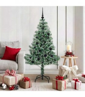 vidaXL Artificial Christmas Tree Flocked Green and White 150 cm PET