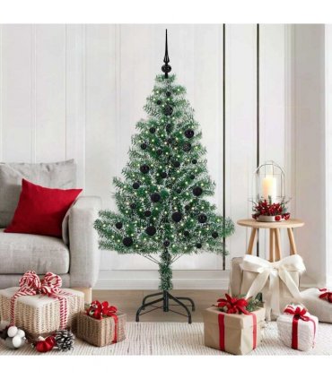 vidaXL Artificial Christmas Tree Flocked Green and White 150 cm PET