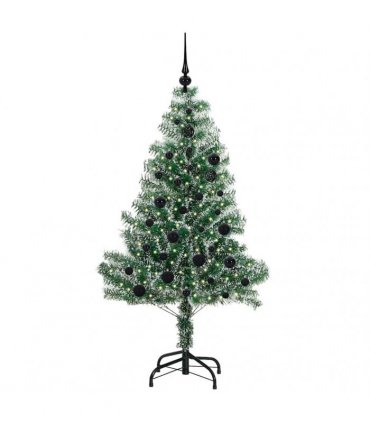 vidaXL Artificial Christmas Tree Flocked Green and White 150 cm PET