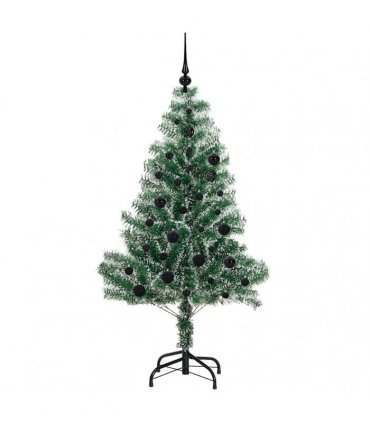 vidaXL Artificial Christmas Tree Flocked Green and White 150 cm PET