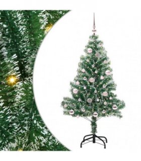 vidaXL Artificial Christmas Tree Flocked Green and White 150 cm PET