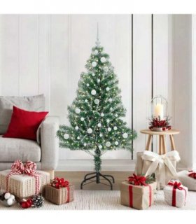 vidaXL Artificial Christmas Tree Flocked Green and White 150 cm PET