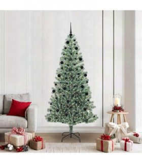 vidaXL Artificial Christmas Tree Flocked Green and White 210 cm PET