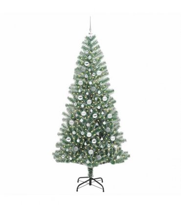 vidaXL Artificial Christmas Tree Flocked Green and White 210 cm PET
