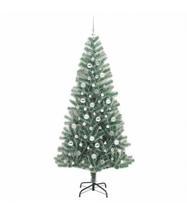vidaXL Artificial Christmas Tree Flocked Green and White 210 cm PET
