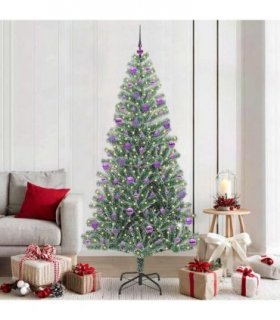 vidaXL Artificial Christmas Tree Flocked Green and White 210 cm PET