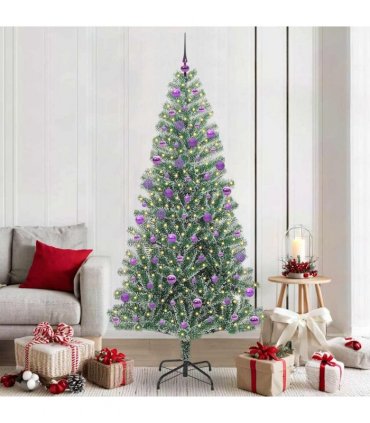 vidaXL Artificial Christmas Tree Flocked Green and White 210 cm PET