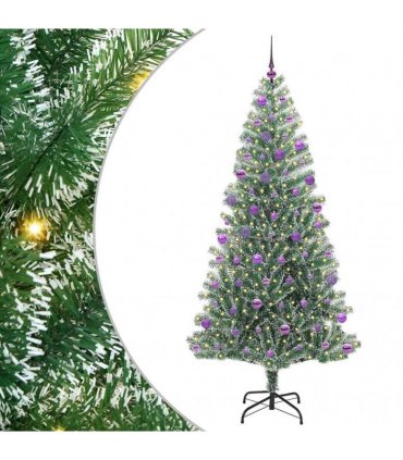vidaXL Artificial Christmas Tree Flocked Green and White 210 cm PET