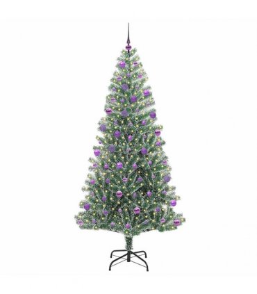 vidaXL Artificial Christmas Tree Flocked Green and White 210 cm PET