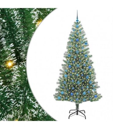 vidaXL Artificial Christmas Tree Flocked Green and White 210 cm PET