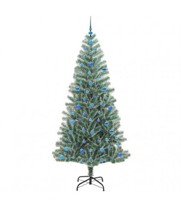vidaXL Artificial Christmas Tree Flocked Green and White 210 cm PET