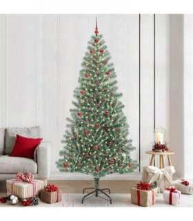 vidaXL Artificial Christmas Tree Flocked Green and White 240 cm PET
