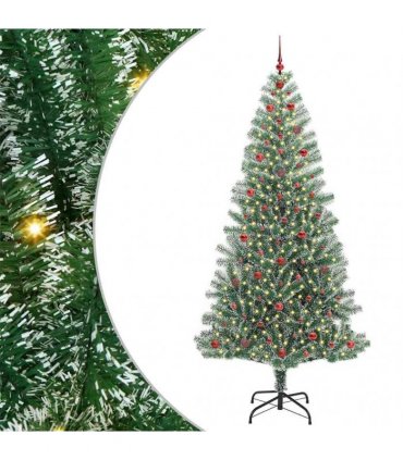 vidaXL Artificial Christmas Tree Flocked Green and White 240 cm PET