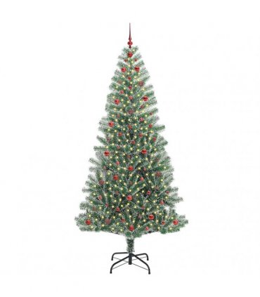 vidaXL Artificial Christmas Tree Flocked Green and White 240 cm PET