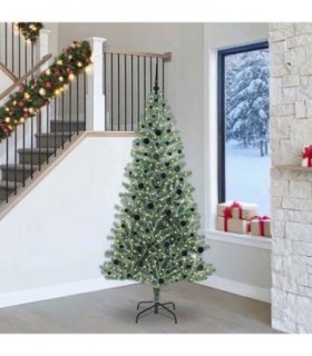 vidaXL Artificial Christmas Tree Flocked Green and White 240 cm PET