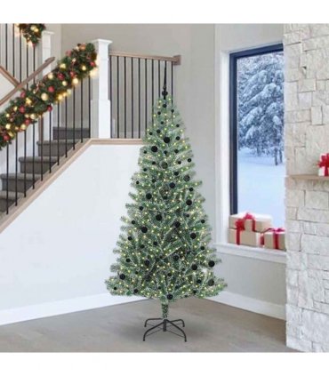 vidaXL Artificial Christmas Tree Flocked Green and White 240 cm PET