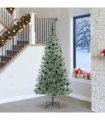vidaXL Artificial Christmas Tree Flocked Green and White 240 cm PET