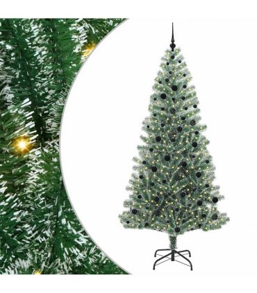 vidaXL Artificial Christmas Tree Flocked Green and White 240 cm PET