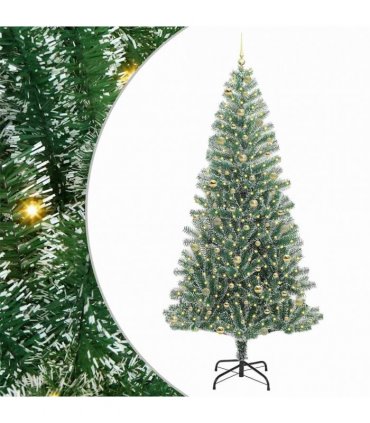 vidaXL Artificial Christmas Tree Flocked Green and White 240 cm PET