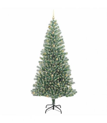 vidaXL Artificial Christmas Tree Flocked Green and White 240 cm PET