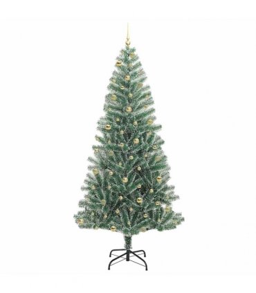 vidaXL Artificial Christmas Tree Flocked Green and White 240 cm PET