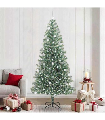 vidaXL Artificial Christmas Tree Flocked Green and White 240 cm PET
