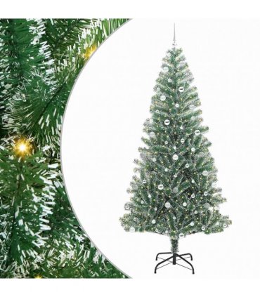 vidaXL Artificial Christmas Tree Flocked Green and White 240 cm PET