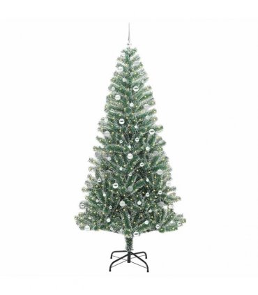 vidaXL Artificial Christmas Tree Flocked Green and White 240 cm PET