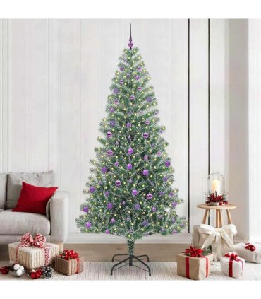 vidaXL Artificial Christmas Tree Flocked Green and White 240 cm PET