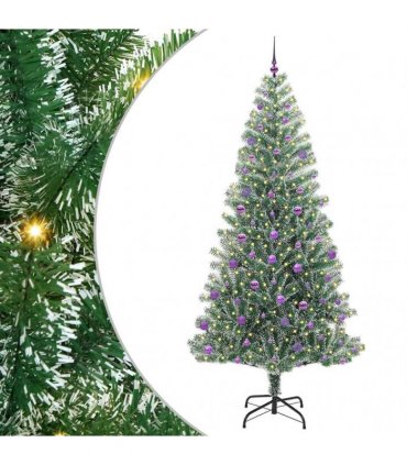 vidaXL Artificial Christmas Tree Flocked Green and White 240 cm PET