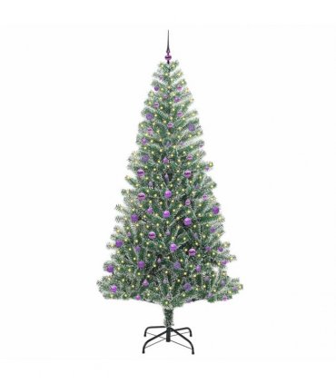 vidaXL Artificial Christmas Tree Flocked Green and White 240 cm PET