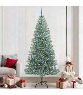 vidaXL Artificial Christmas Tree Flocked Green and White 240 cm PET